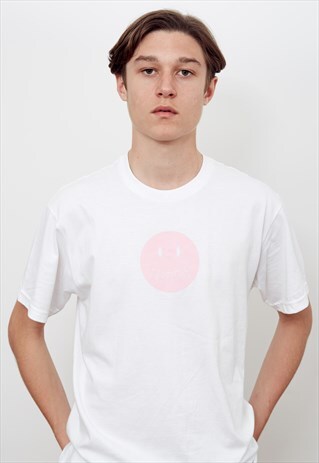 VESTITUS PINK LOGO PRINTED T-SHIRT WHITE