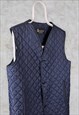 VINTAGE GRANTHAM QUILTED GILET BODYWARMER COUNTRY BLUE XL