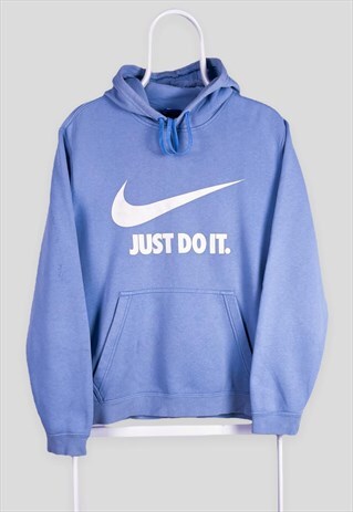 VINTAGE NIKE BABY BLUE HOODIE SPELL OUT CENTRE SWOOSH MEDIUM