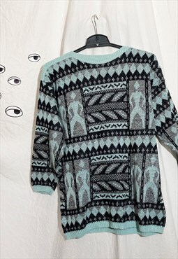 Vintage Knit Jumper 80s Ugly Sweater Weird Pattern