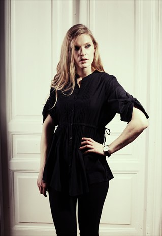 VINTAGE 90'S BLACK COTTON SHIRT