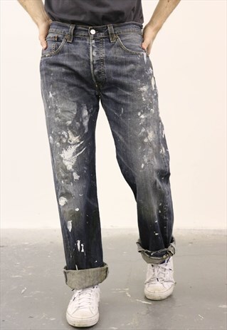 LEVI'S VINTAGE BLUE DENIM PAINT 501 JEANS