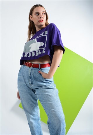 VINTAGE CROP TOP IN PURPLE WITH GRAPHIC PRINT