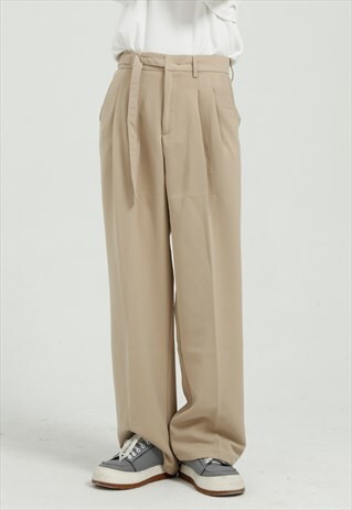 KALODIS LOOSE SOLID COLOR CASUAL TROUSERS