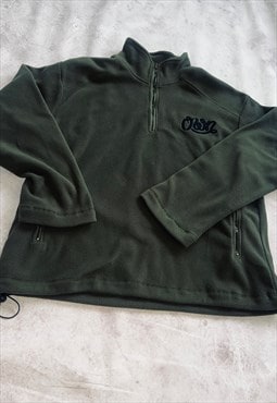 OC 1/4 Fleece Zip - Black On Green