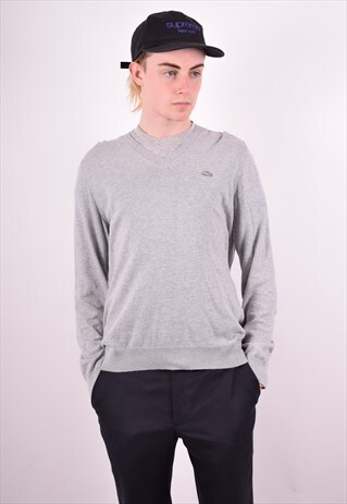 LACOSTE MENS VINTAGE JUMPER SWEATER SMALL GREY 90S