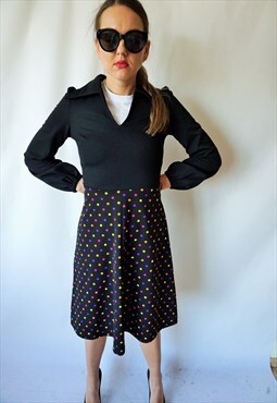 Vintage Autumn Midi Dress Dresses Long Sleeves Polka Dots