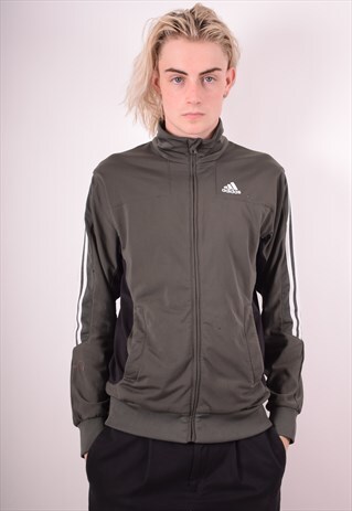 ADIDAS MENS VINTAGE TRACKSUIT TOP JACKET MEDIUM GREY 90S