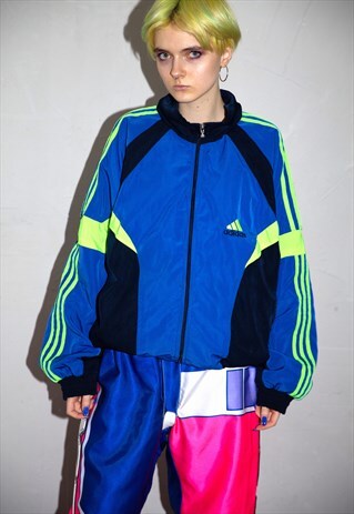 VINTAGE ADIDAS NEON SHELL JACKET / BOMBER JACKET . UNISEX
