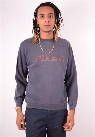 LEVI'S MENS VINTAGE SWEATSHIRT JUMPER MEDIUM NAVY BLUE 90S