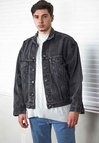 VINTAGE LEVI'S DENIM JACKET LOGO 90S L 41