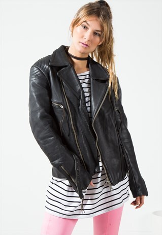 VINTAGE BIKER LEATHER JACKET /S064
