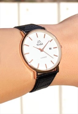 Classic Slim Rose Gold Watch with Date