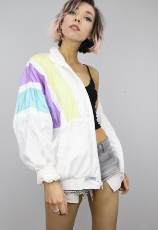 VINTAGE 80S 90S OVERSIZED SHELL SUIT FESTIVAL JACKET