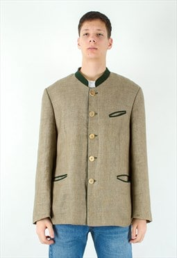 K&K Kaiserjager Trachten Tweed Blazer Linen Jacket Coat 2XL
