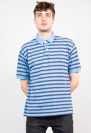 TOMMY HILFIGER BLUE STRIPE POLO SHIRT T-SHIRT