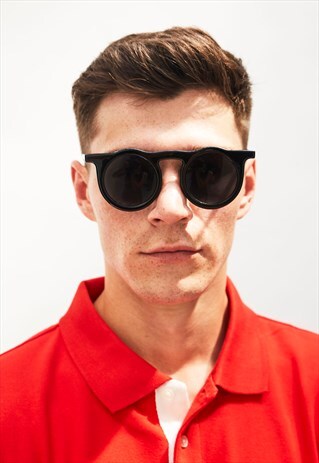 MOON - ROUND RETRO BLACK SUNGLASSES