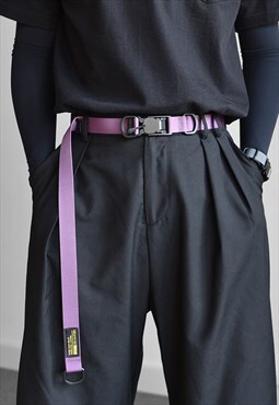 Purple Techwear Cargo Military Buckle Belt Y2k Unisex