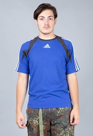 BLUE ADIDAS TEE WITH EMBROIDERED LOGO