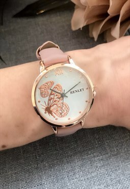 Henley Pink Butterfly Watch