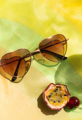 HEART WIRE FRAME SUNGLASSES BROWN