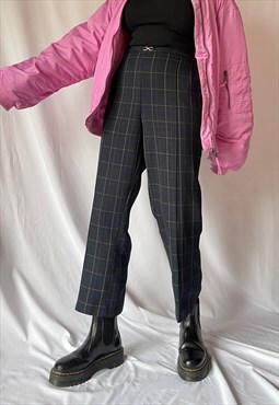 Vintage navy checked trousers 