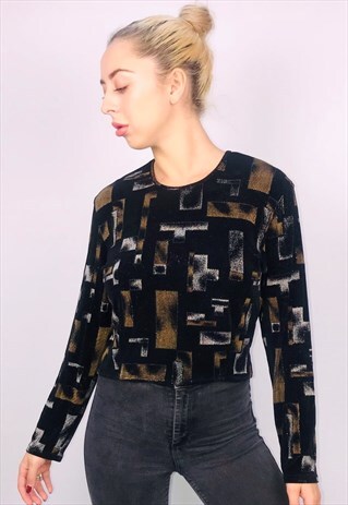 VINTAGE REWORKED GLITTER CROP TOP