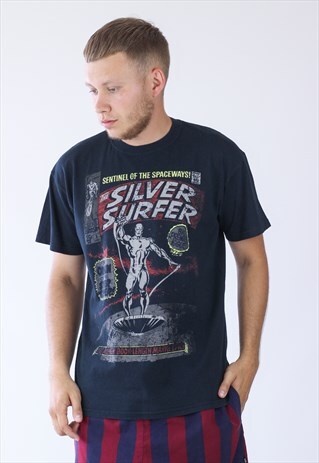 VINTAGE MENS SILVER SURFER GRAPHIC T-SHIRT