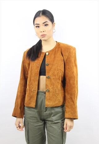 VINTAGE 90'S TAN SUEDE CROPPED JACKET