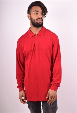 LOTTO MENS VINTAGE POLO SHIRT LARGE RED 90S
