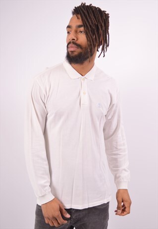 VINTAGE KAPPA POLO SHIRT LONG SLEEVE WHITE