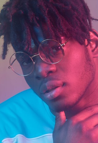 GOLD ROUND FRAME CLEAR LENS GLASSES