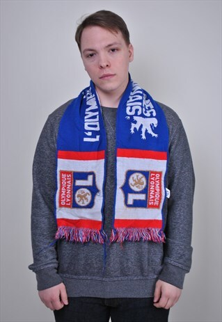 VINTAGE OLYMPIC LYON FOOTBALL SCARF, 90S SOCCER ACCESSORIES
