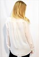 MANDARIN COLLAR PLAIN COLOR CHIFFON SHIRT IN WHITE