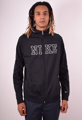 NIKE MENS VINTAGE TRACKSUIT TOP JACKET XL BLACK 90S