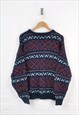 VINTAGE KNITTED JUMPER PATTERN NAVY/RED XL