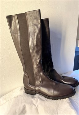 Vintage Max Mara Leather Knee High Boots UK 6
