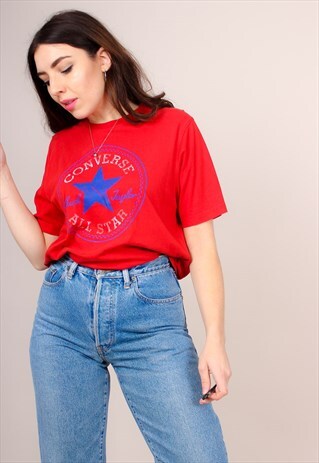 VINTAGE 90S RED OVERSIZED CONVERSE T-SHIRT