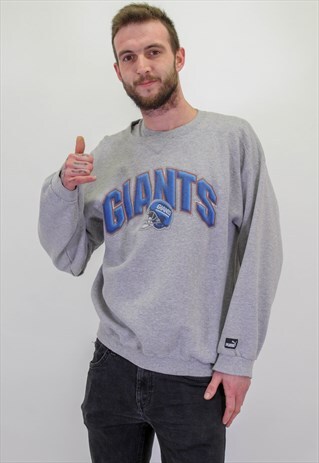 VINTAGE PUMA USA GIANTS SWEATER SWEATSHIRT IN GREY XL