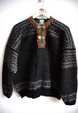 Vintage Norwegian Sweater Jumper Cardigan Wool Pullover