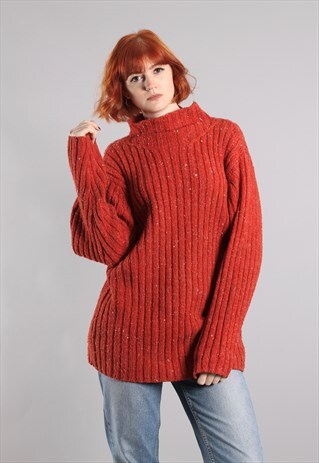 VINTAGE 80S CHUNKY RIBBED KNIT OVERSIZE JUMPER