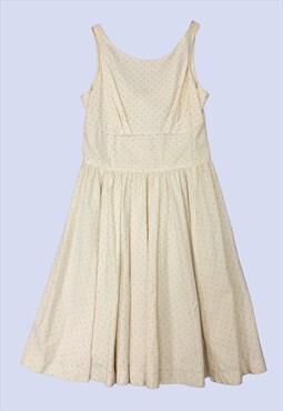 Cream Pink Spotted Cotton Fit & Flare 'Phyllis' Summer Dress