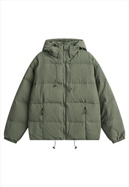 Raised neck winter bomber jacket textured mountain puffer