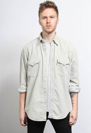 VINTAGE LEVI'S CORDUROY CORD SHIRT CREAM