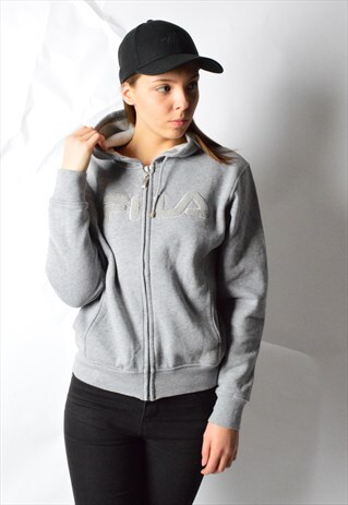 VINTAGE 90S GREY MINIMALIST FILA HOODIE JACKET