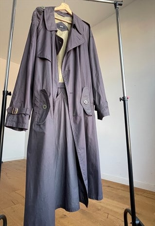 HUGO BOSS PURPLE GREY LONG OVERSIZED TRENCH