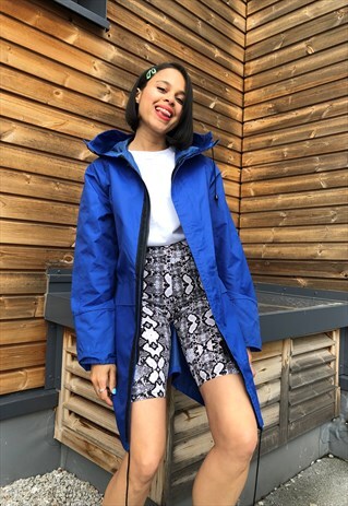 VINTAGE 90S BLUE RAINCOAT WITH HOOD