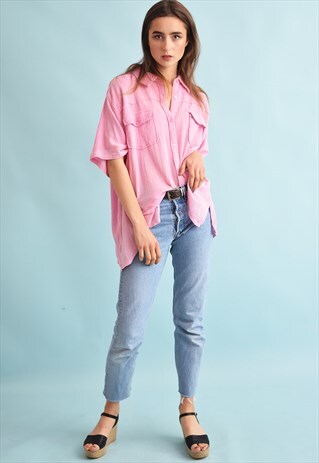 90'S RETRO FESTIVAL CORRUGATED OVERSIZED BLOUSE TOP