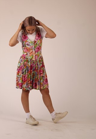 VINTAGE 80S CRAZY PATTERN FESTIVAL PLAYSUIT