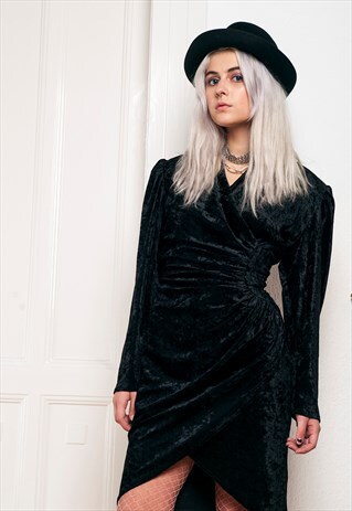 80S VINTAGE CRUSHED VELVET PARTY DRESS